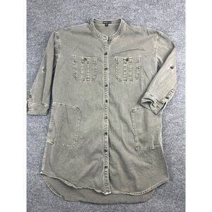 Casual Gray Button-Up Dress